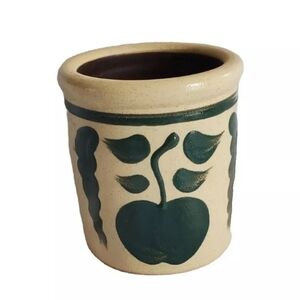 Shadowlawn Vintage Mini Crock Stoneware Pottery Planter Green Apple Small 3"